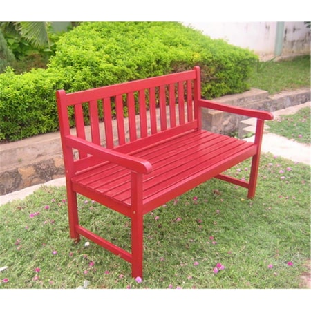 International Caravan Outdoor 4 Foot Antiqued Wood Bench Red VF4110-Red